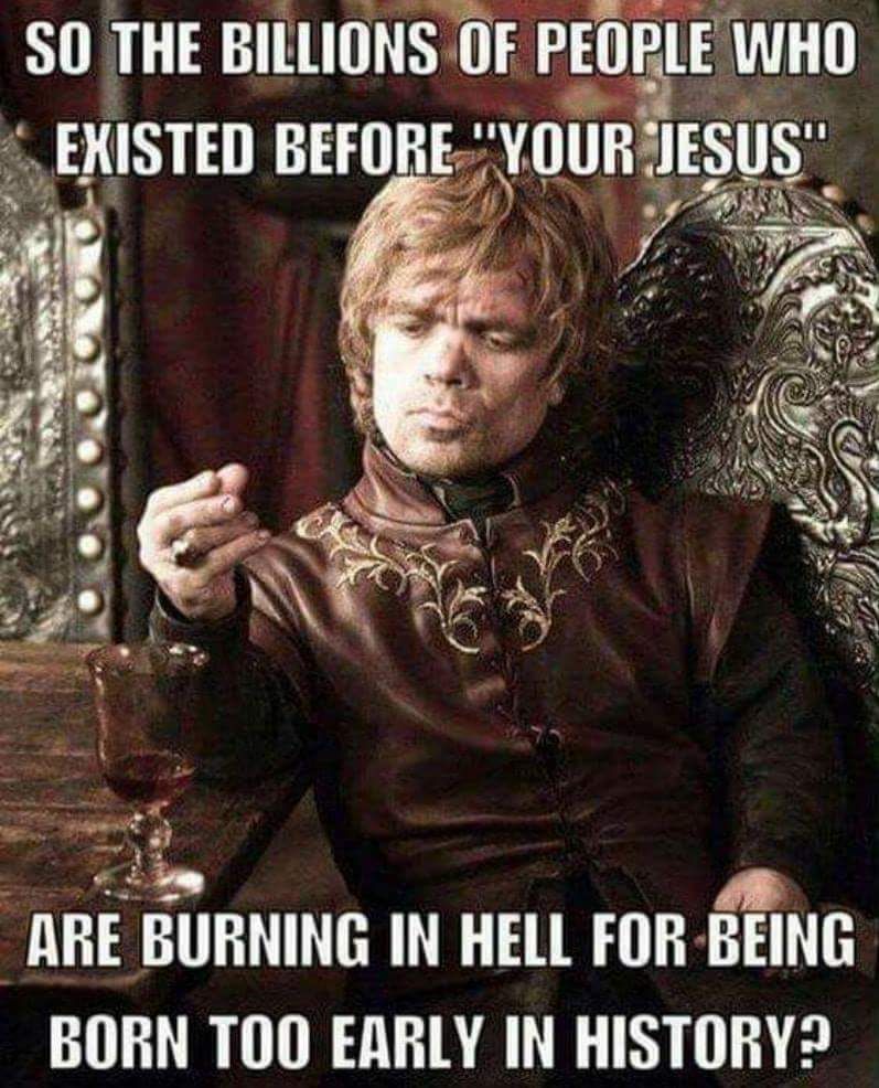 All previous humans are in hell because thet never had the chance to be saved?