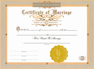Certificate Marriage ULC